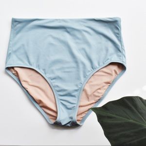 Madewell High-Waisted Blue Bikini Bottom, Size M